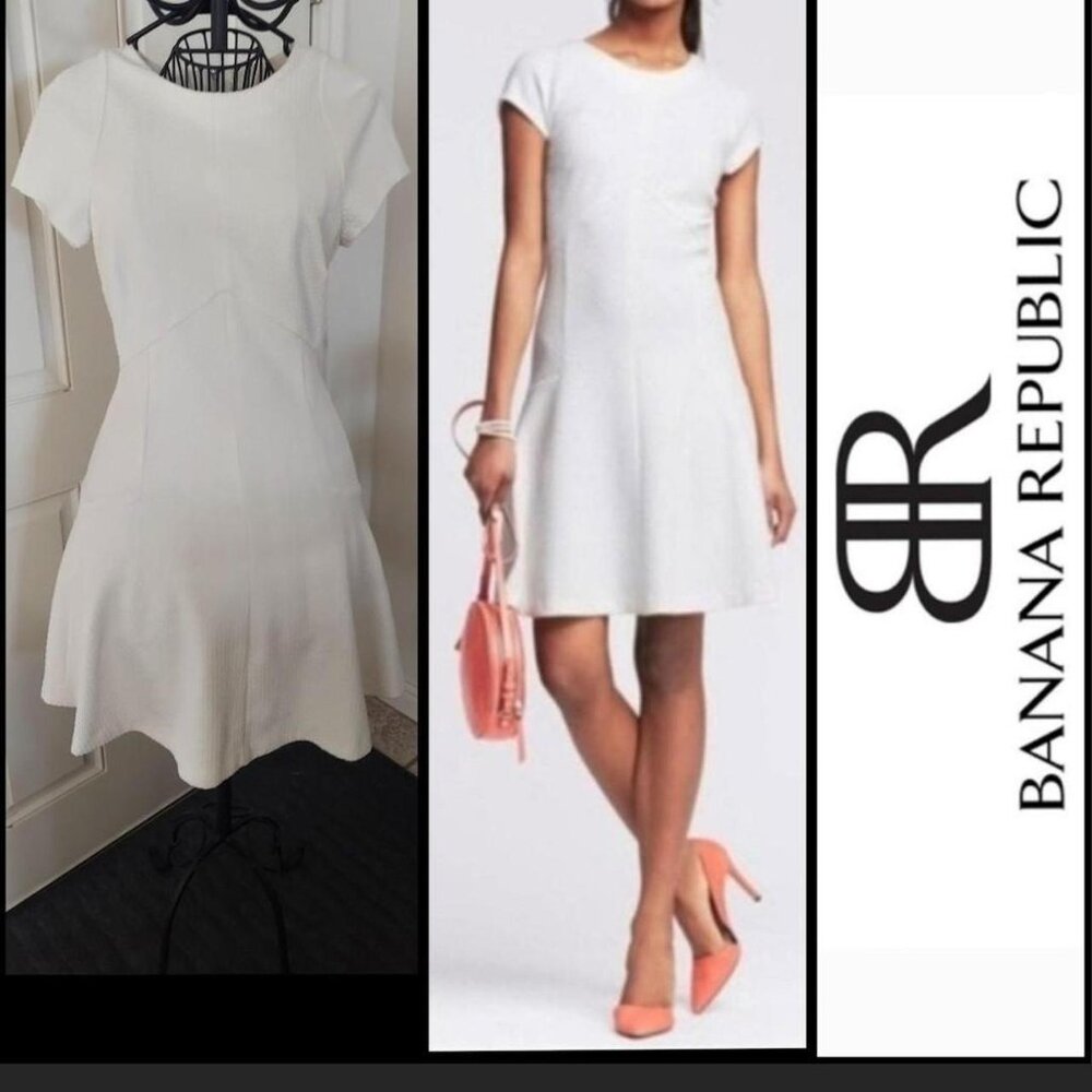 Banana Republic fit to flare white dress size 6